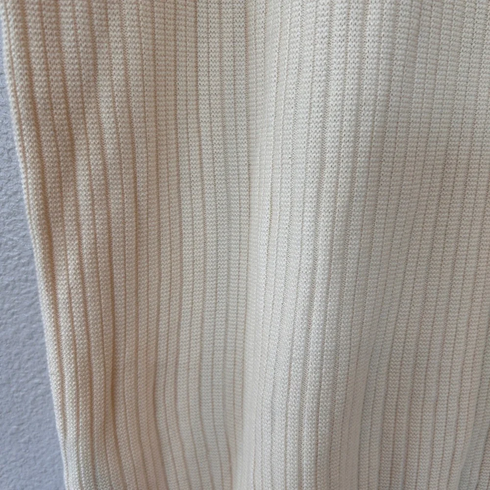 Denim & Flower Ricky Singh Mens Large Cream Ribbed Short Sleeve Cotton Sweater